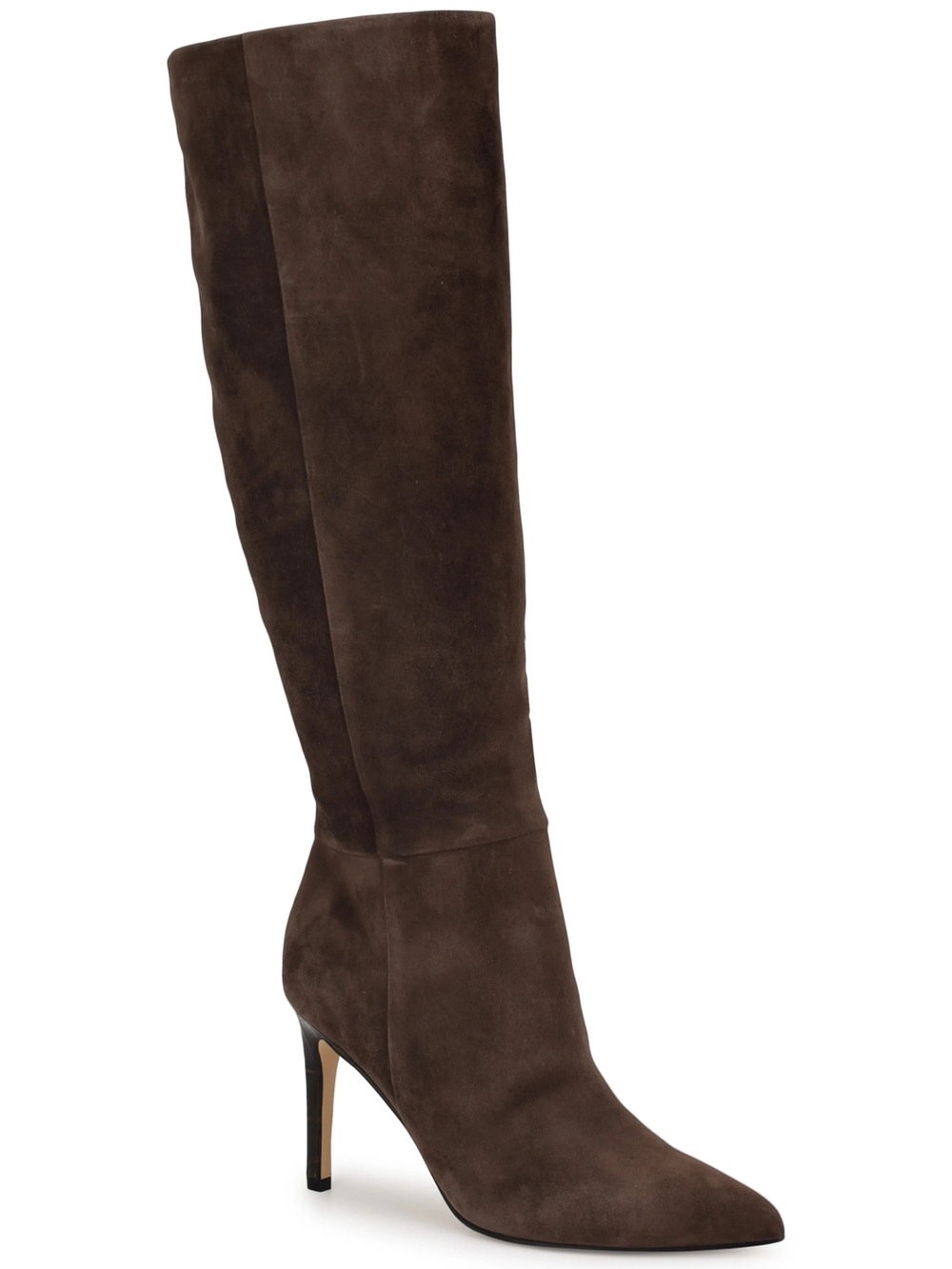 Nine West Brown GENUINE LEATHER SUADE Richy Pointed Toe Knee High Boot